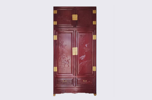 兴文高端中式家居装修深红色纯实木衣柜