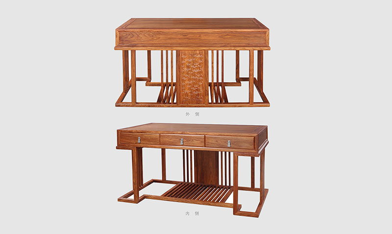 兴文 别墅中式家居书房装修实木书桌效果图