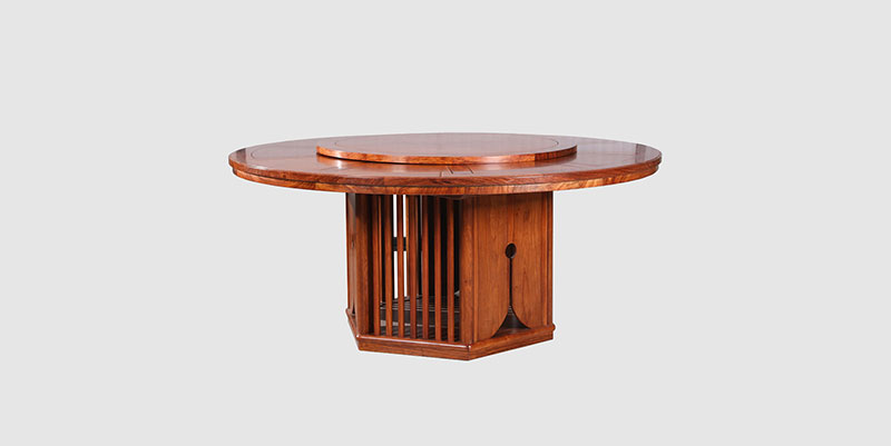 兴文中式餐厅装修天地圆台餐桌红木家具效果图