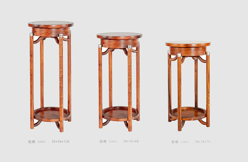 兴文中式家庭装修实木花架组合家具效果图